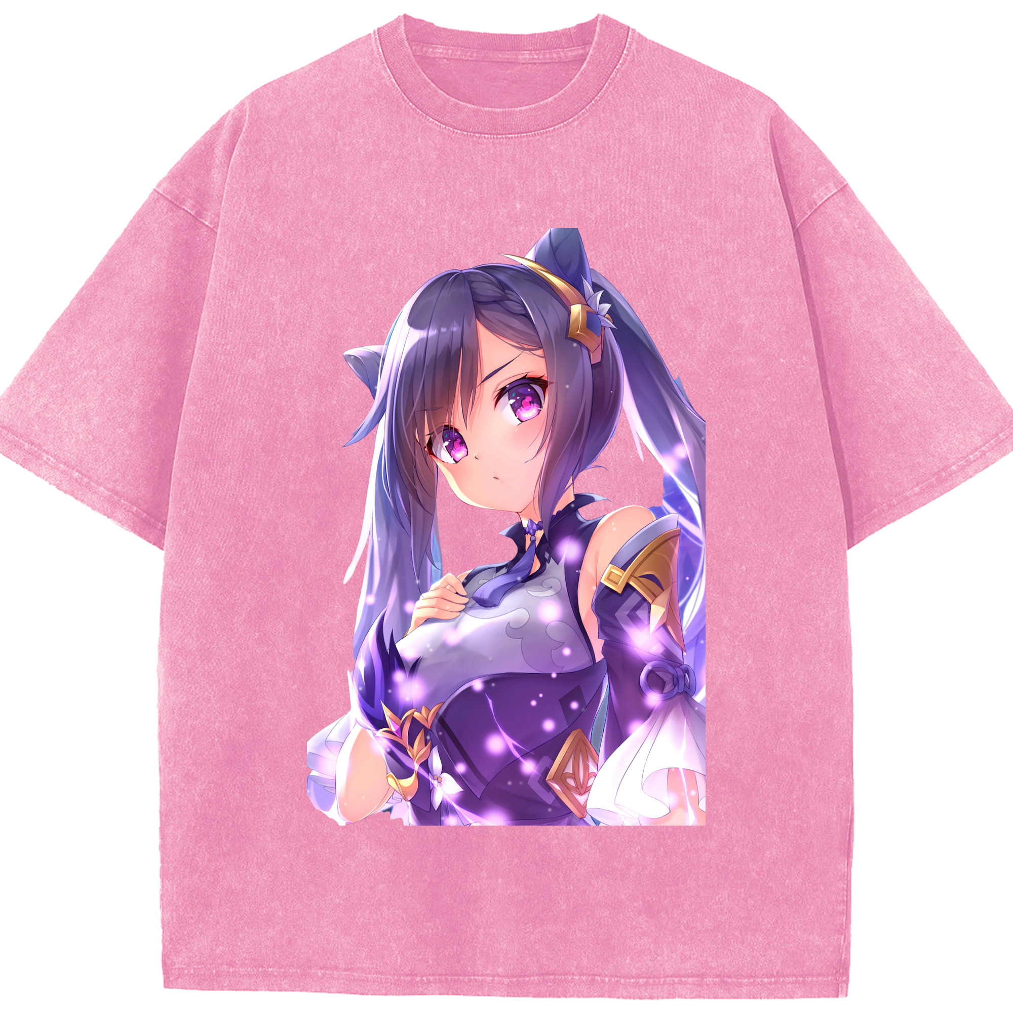 げんし神 刻晴 こくせい genshin Kokusei 綿100% ヴィンテージ風 半袖Tシャツ（フロントプリント）
